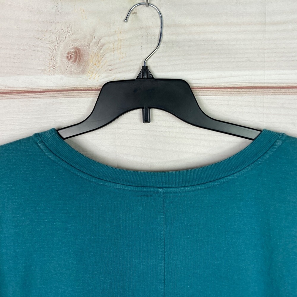 Athleta Top Womens 1X Green Sundown Shirred T-Shirt Short Sleeve Solid Knit - Picture 6 of 6